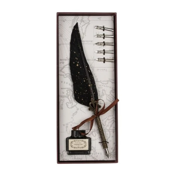 Набор подарочный: ручка перьевая, 5 наконечников, чернильница, 28*11,5*3,5см