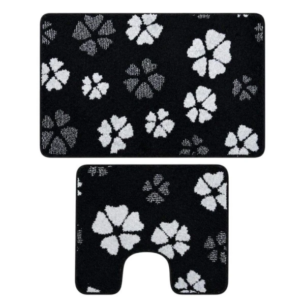 Набор ковриков в ванную 2пр 50*80/40*50см полипропилен MAXIMUS 4980 BLACK черный 2513