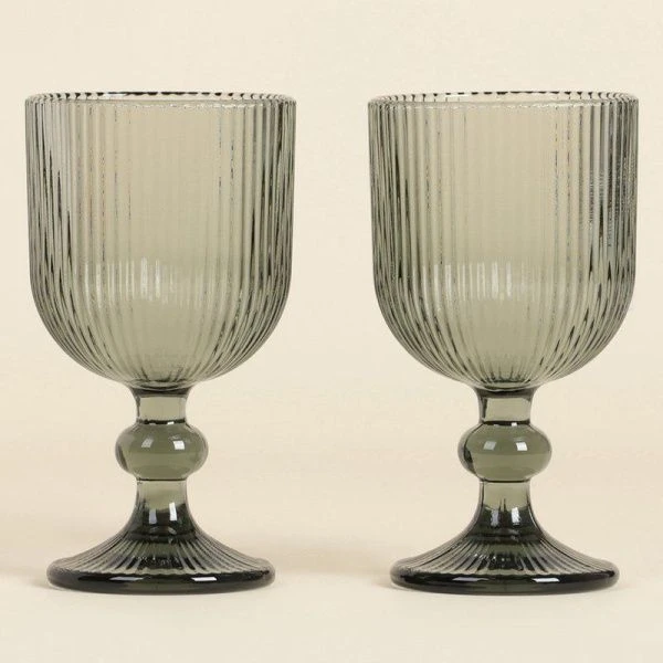 Бокалы для вина набор 2шт 250мл стекло МОДЕРН зеленый 14,5*8см Бокалы для вина набор 2шт 250мл стекло МОДЕРН зеленый 14,5*8см