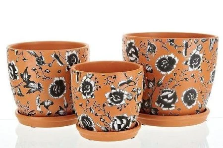 Набор горшков цветочных керамических 3шт. Ноктюрн d=16,5/14/11,5см h=14,5/12,5/10,5см 1800/1200/700м