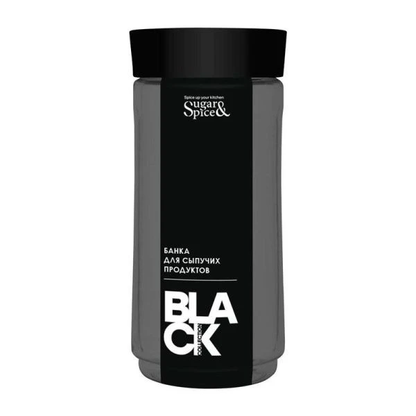 Банка для сыпучих продуктов 1,1л пластик Sugar&Spice Black (12)