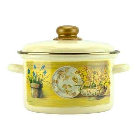 Кастрюля 4,5л эмаль КАНТРИ ванильная с рис. 21-1615/6 (2)