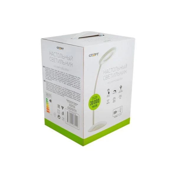 Лампа настольная светодиодная пластик СТАРТ СТ202 белая 8Вт, диммер, USB, 3 уровня яркости (8)