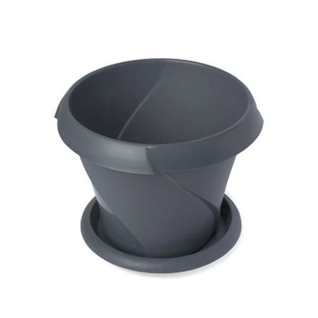 Кашпо 300мл d100мм пластик ФЛОРИАНА с поддоном серое С383СЕР (32)