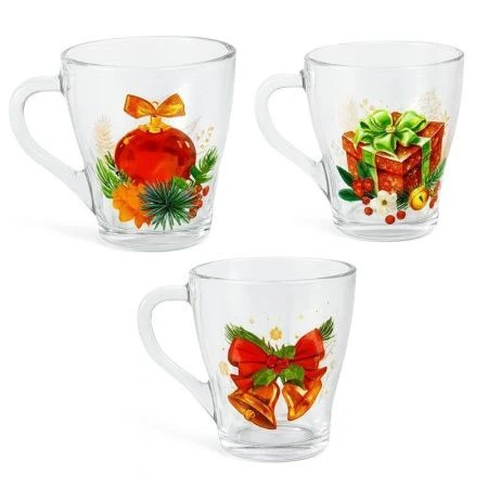 Кружка 250мл стекло Грация НОВОГОДНИЕ СИМВОЛЫ (20)
