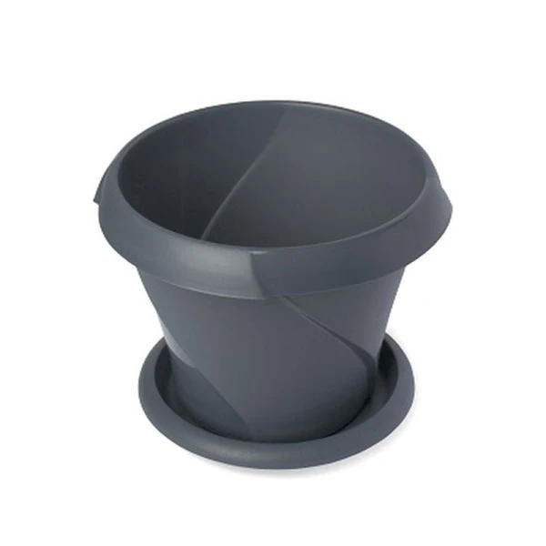 Кашпо 300мл d100мм пластик ФЛОРИАНА с поддоном серое С383СЕР (32)