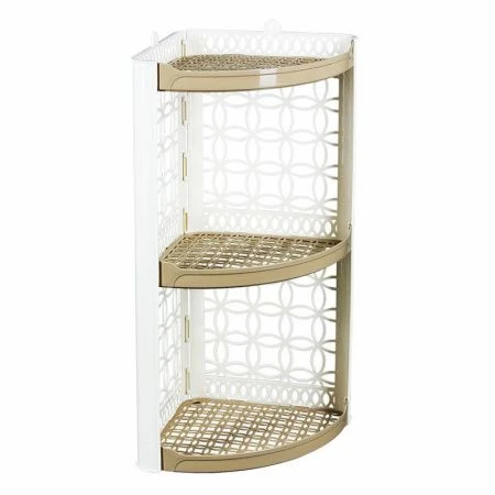 Полка угловая 3 ярусная 24*24*53см пластик слон.кость/капучино (20)