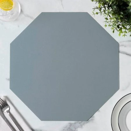 Салфетка кухонная 38*38см экокожа ТЭМ восьмиугольник голубой (120)