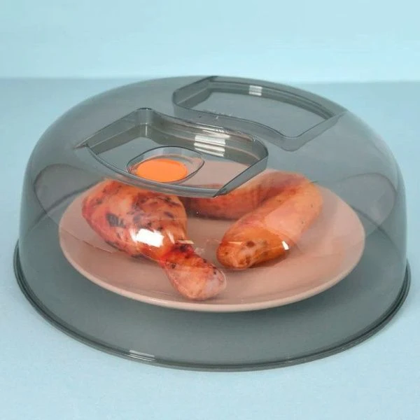 Крышка для СВЧ 26см пластик с клапаном дымчатый (20)