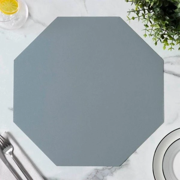 Салфетка кухонная 38*38см экокожа ТЭМ восьмиугольник голубой (120)