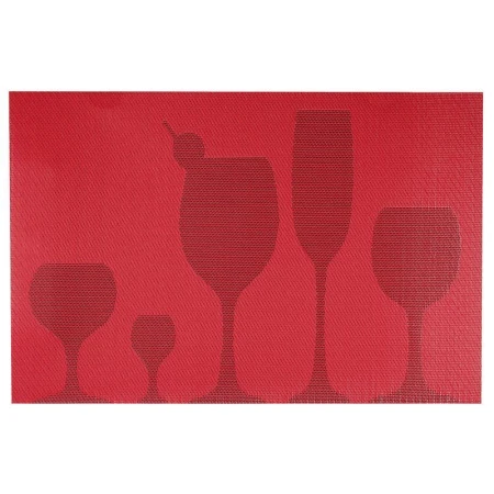 Салфетка сервировочная 30*45см ПВХ БОКАЛЫ красная 23/JC-658кр (360)