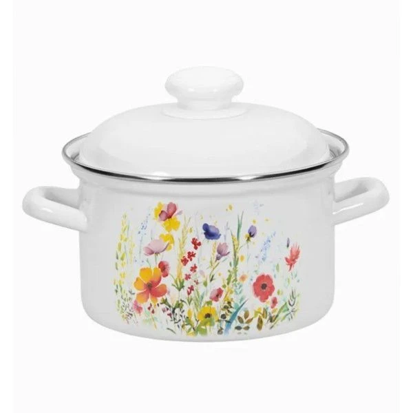 Кастрюля 1,5л эмаль ЦВЕТУЩИЙ ЛУГ  цилиндрическая С-1608АП2/4 (8)