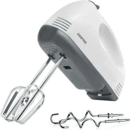 Миксер нерж.сталь/пластик Centek CT-1111 белый-серый 200Вт, 7 скоростей, взбивание/замешивание (24)