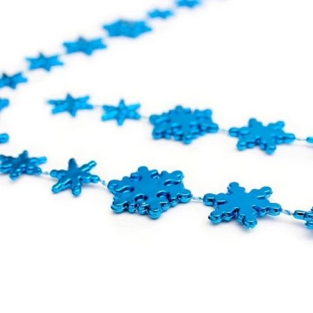 Новогоднее украшение бусы на ёлку синие "Снежинки" НУ-6753