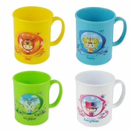 Кружка 280мл 9,5*7,5см пластик дорожная с рисунком (гороскоп) (24) Т141