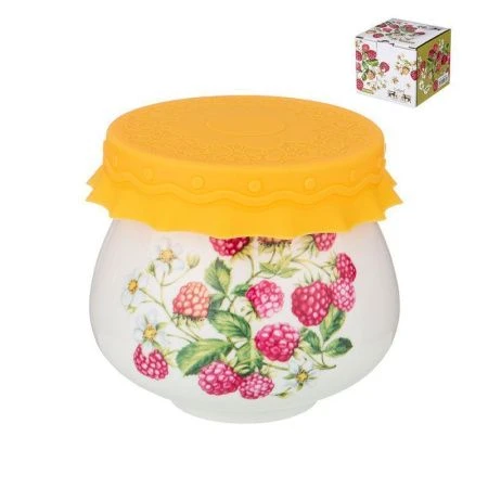 Банка для варенья 300мл фарфор МАЛИНА с силиконовой крышкой (36)