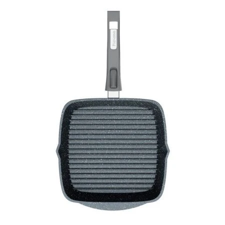 Сковорода-гриль квадратная 28*28см алюминий АП ГРАНИТ с ручкой, стекл.крышка (6)