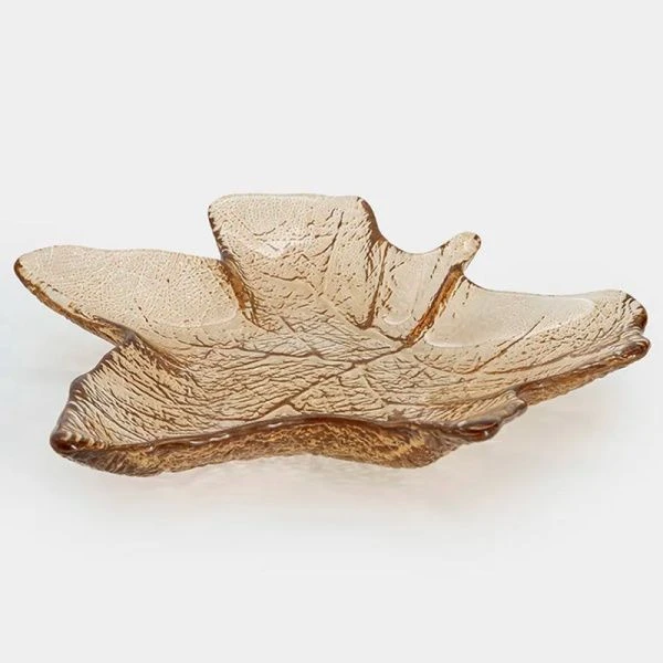 Блюдо 22*23см стекло Кленовый лист Autumn forest янтарное ANLAF-5758-AU25