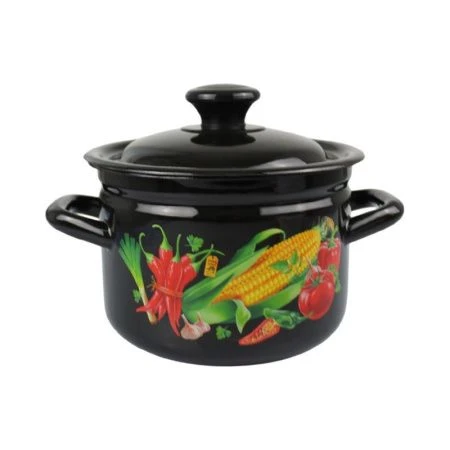 Кастрюля 2л эмаль ЦАРИЦА ПОЛЕЙ цилиндрическая борт. коричневая с рис. 41704-102/6-У (4)