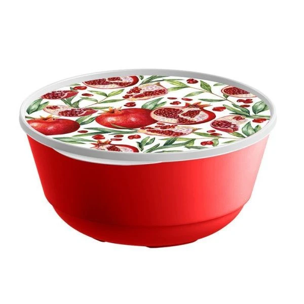 Миска 2л пластик Bergamo гранат с крышкой (20) 221165706/03