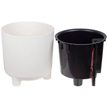 Кашпо 7,8л 280мм пластик РАМОНА со вставкой белый ротанг (1)