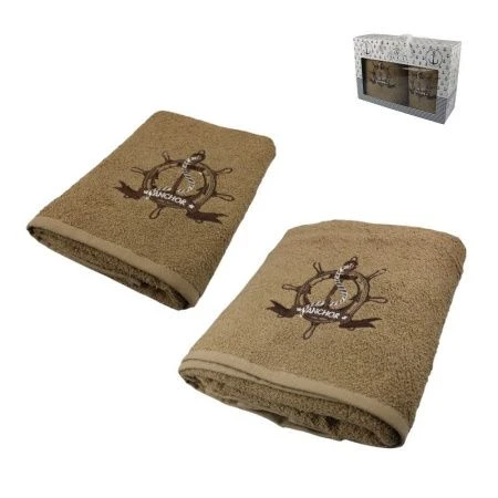 Набор полотенец махровых 2пр 50*90см/70*140см ЯКОРЬ кофейный