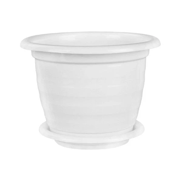 Горшок цветочный 3,5л пластик ВИОЛА с поддоном белый (20)