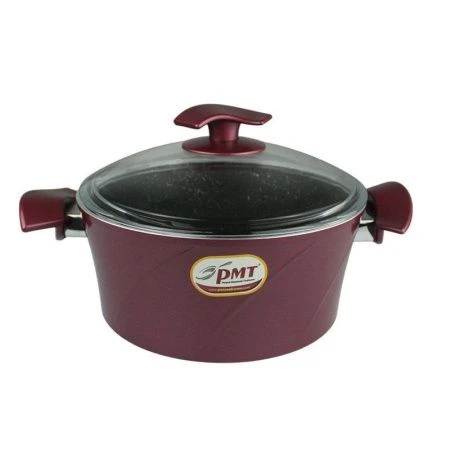 Кастрюля 24см алюминий АП МАРИЯ со стекл.крышкой красный кроме индукции