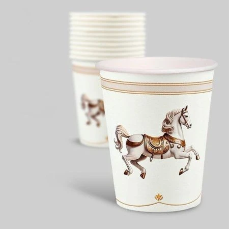 Стакан бумажный 250мл Лошадка, карусель белый (10)