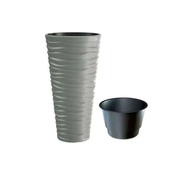 Кашпо 30*30*52,5см пластик Sandy графитовый (3)