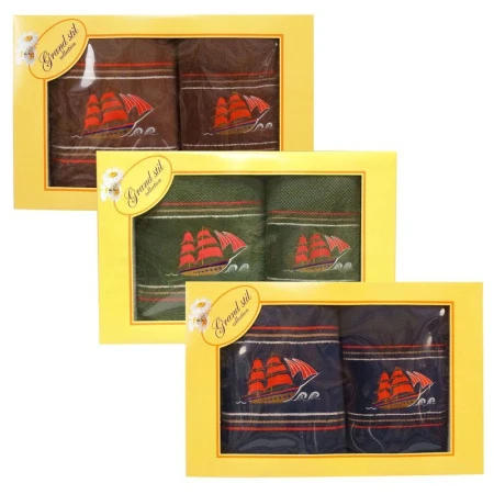 яяяНабор полотенец 2пр 45*90/65*135 махровые Фрегат N17-220