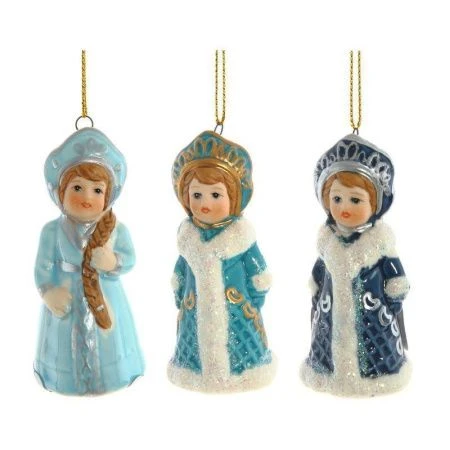 Игрушка новогодняя на елку Снегурочка фарфор 3,5*3,5*8см, 3 вида (12/192)