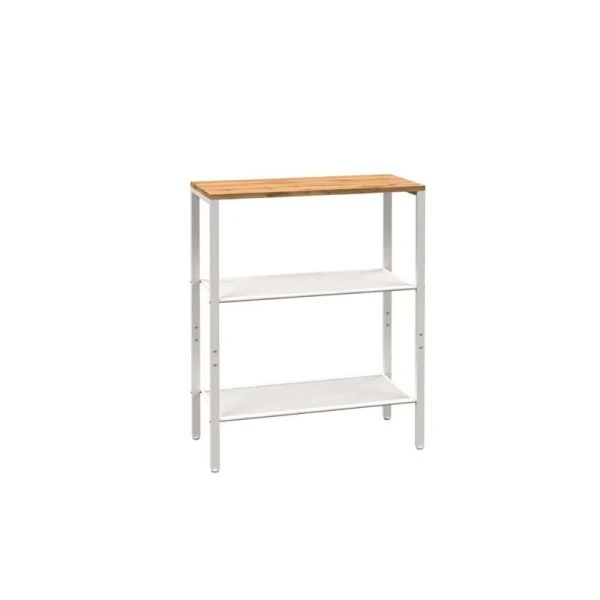 Стеллаж 3 полки 67*30*81,5см металл ТОРОНТО 23 каркас белый, верхняя полка ЛДСП (1)