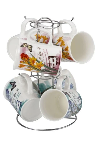 Набор кружек 7пр 280мл, мет.подставка