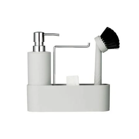 Дозатор для моющего средства с губкой и щеткой пластик серый (6/24)