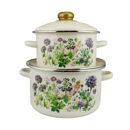 Набор кастрюль 2пр 3/5,5л эмаль АДЕЛЬ бисквит цилиндрический 2-213/4 (1)