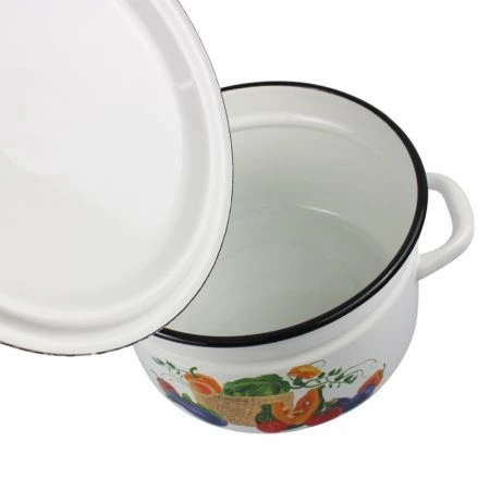Кастрюля 5л эмаль СОЧНЫЕ ОВОЩИ цилиндрическая борт. белая с рис. 41804-162/6-У (4)