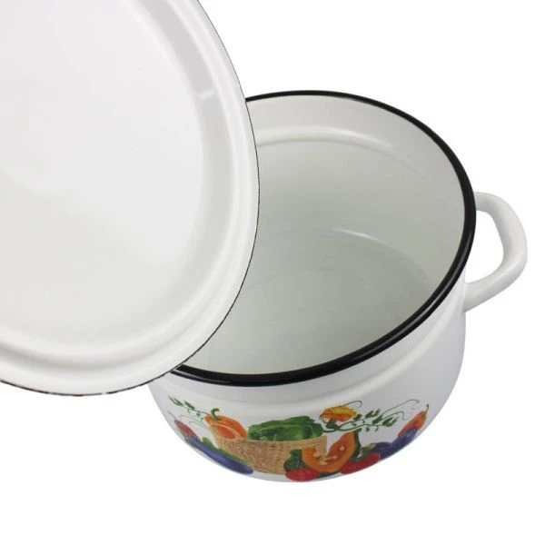 Кастрюля 5л эмаль СОЧНЫЕ ОВОЩИ цилиндрическая борт. белая с рис. 41804-162/6-У (4)