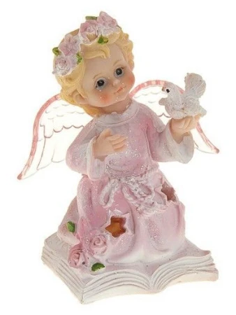 яяяФигурка Ангел в цветном веночке с голубем световой 10,5х8х5см 537233