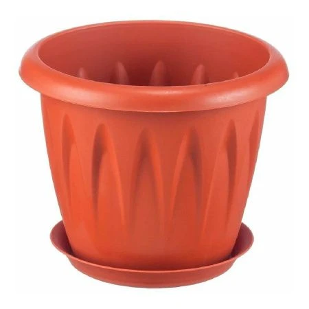 Кашпо 2л d180мм пластик АЛИЦИЯ с поддоном Терракот (24)