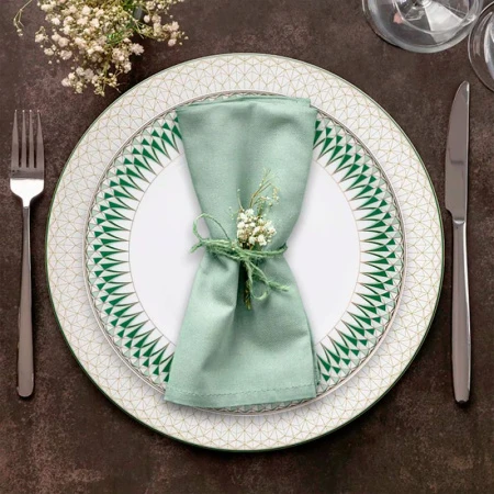 Столовый набор 27пр фарфор ИЗУМРУД на 6 персон бело-зеленый с золотистым кантом AL-1005/27-E11 (2)