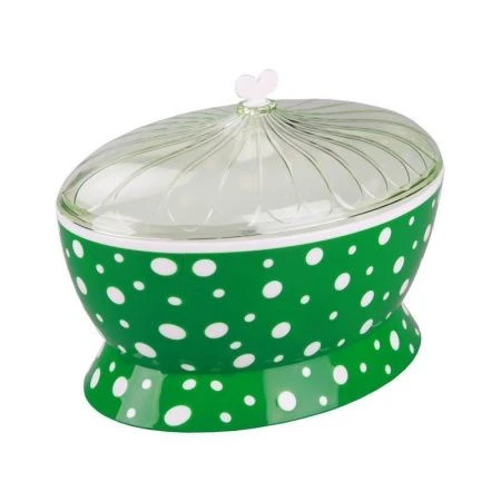 Сухарница Горошек 1,6л с крышкой бело-зеленая (14)