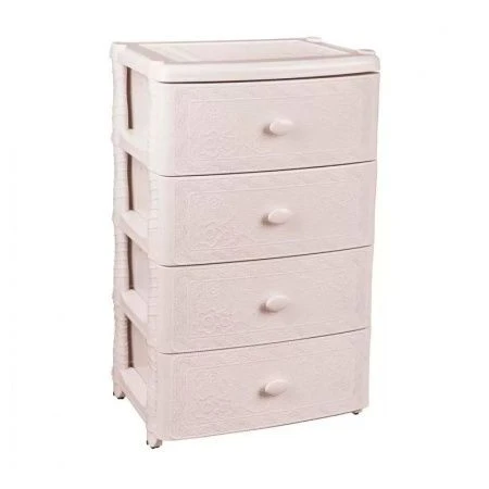 Комод 4-х секционный 42,5*56*90,5см пластик ФЛОРАН слоновая кость прямоугольный (1)