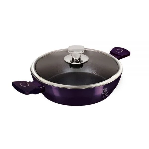 Жаровня 3,8л алюминий АП Purple Eclips со стекл.крышкой 28см индукция (6)