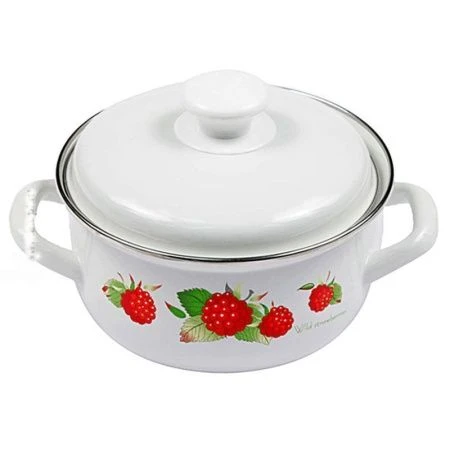 Кастрюля 1,5л эмаль белая с рис. сферическая 61904-082/6 (6)