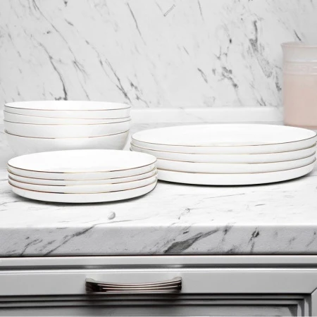 Столовый набор 12пр фарфор КАШЕМИР ГОЛД на 4 персоны белый с золотистым кантом под.уп.