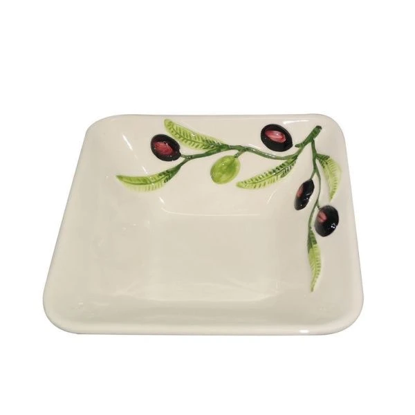 Салатник 18см керамика ОЛИВКИ квадрат (1)
