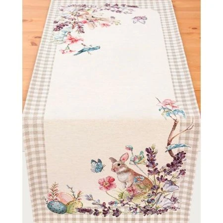 Салфетка 44*140см гобелен ПРИНЦЕССА бежевая клетка