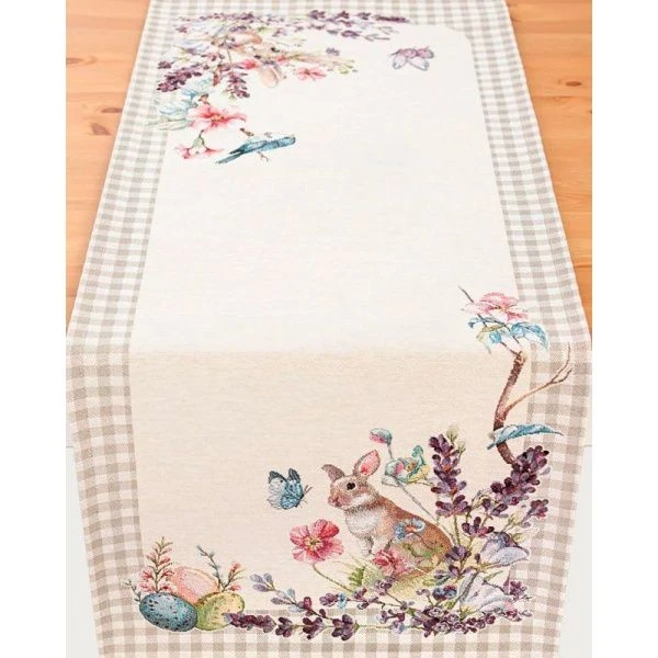 Салфетка 44*140см гобелен ПРИНЦЕССА бежевая клетка