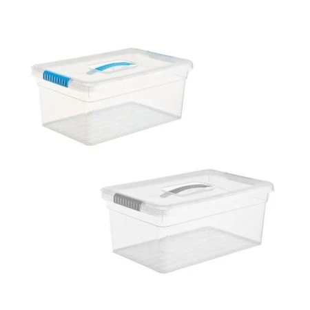 Контейнер для хранения 10л 375*255*160мм пластик Standart с ручкой прозр.-голубой/прозр.-серый (7)